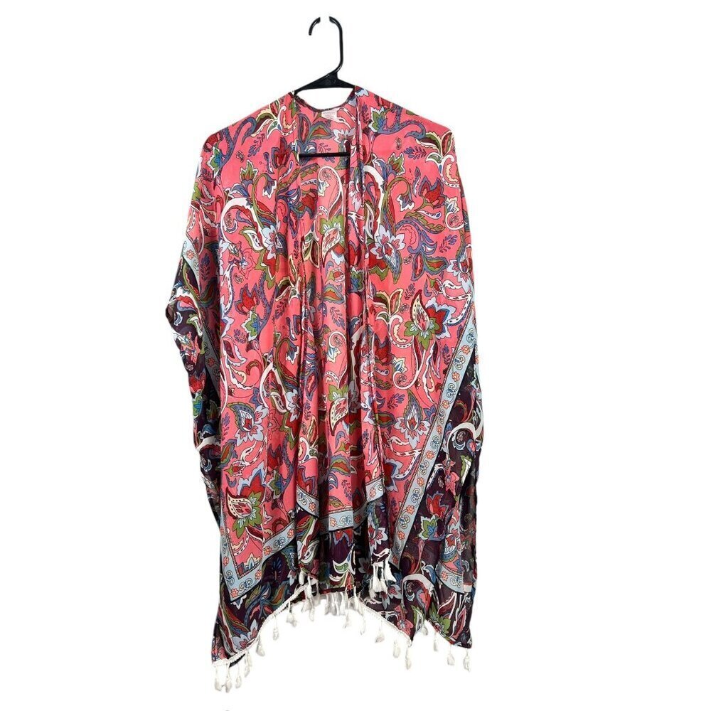 Women's Pink Floral Shear Cardigan